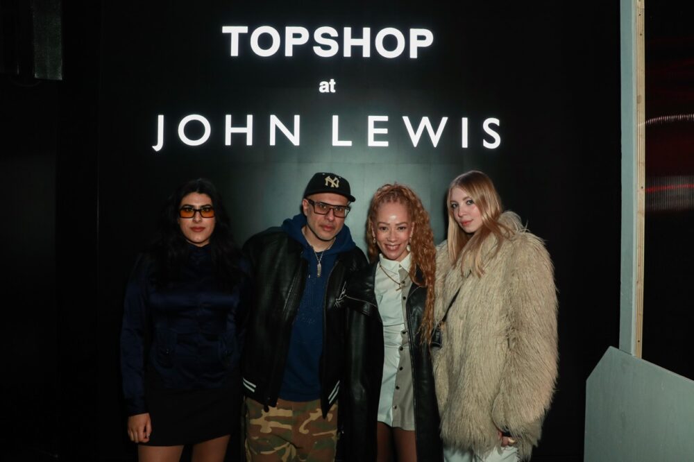 (L to R) Katrina Mirpuri, Kish Kash, Kim Michelle Timpson and Flo Nicholls attend the Topshop at John Lewis Launch Party at Piccadilly Lights on February 19, 2026 in London, England.
