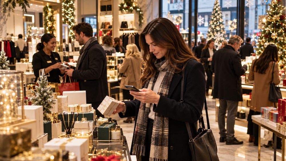 Agents of change: How retailers can prepare for the first truly agentic Peak Trading season 1 Festive Shopping in a Winter Boutique Large